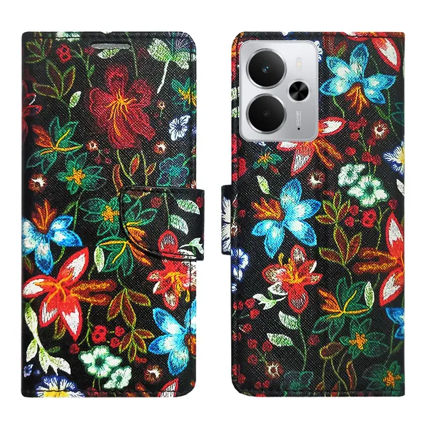 Black_Artificial_Leather_See_Through_Design_Magnetic_Case_For_Realme_14_5G