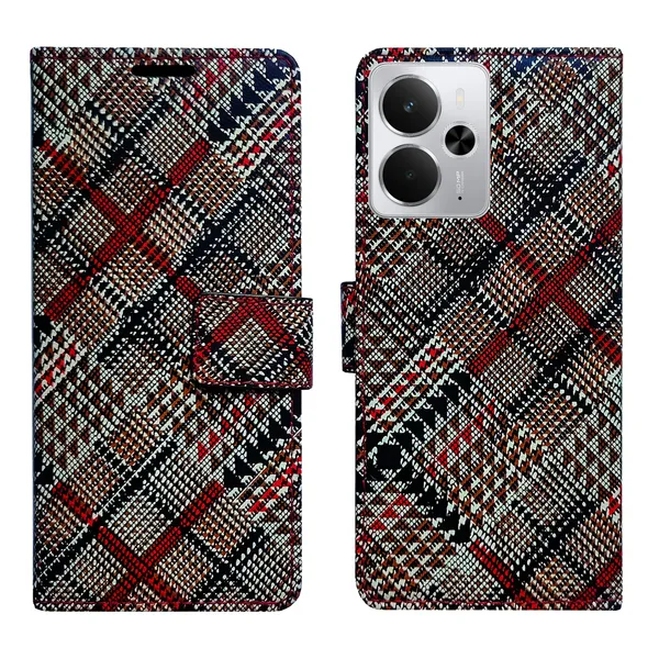Multicolor_Artificial_Leather_See_Through_Design_Magnetic_Case_For_Realme_14_5G