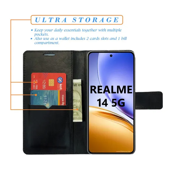 Multicolor_Artificial_Leather_See_Through_Design_Magnetic_Case_For_Realme_14_5G