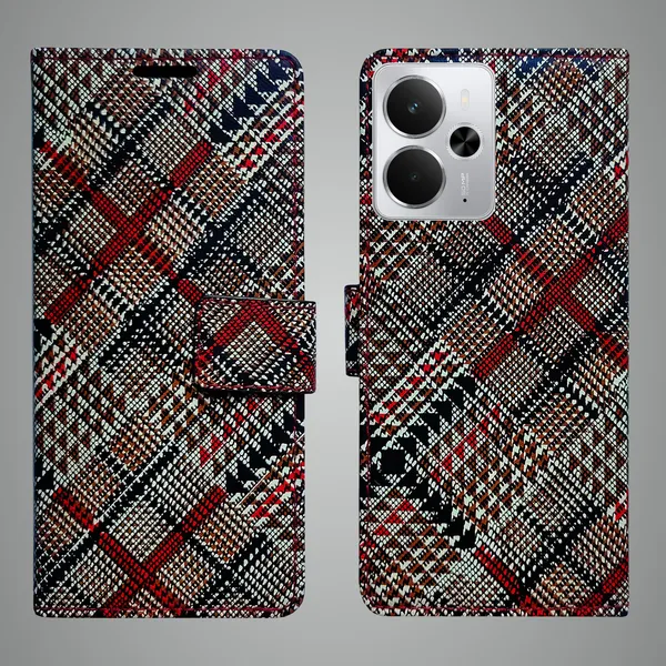 Multicolor_Artificial_Leather_See_Through_Design_Magnetic_Case_For_Realme_14_5G