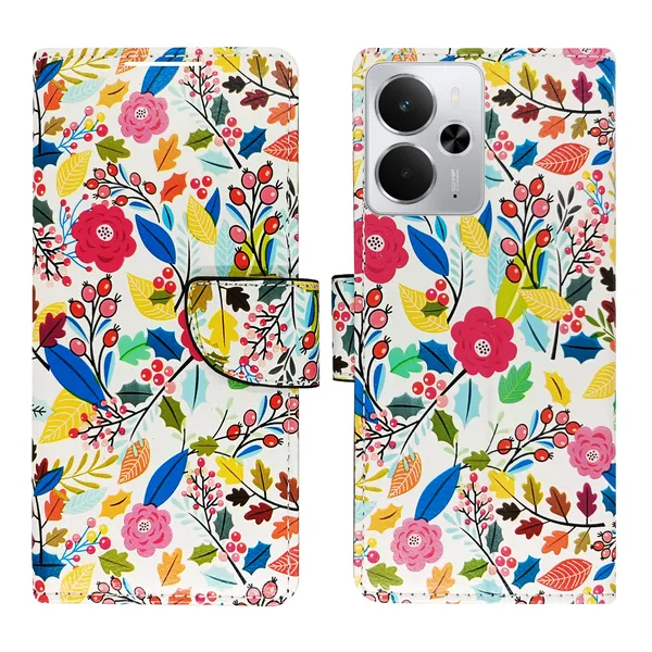 White_Artificial_Leather_See_Through_Design_Magnetic_Case_For_Realme_14_5G