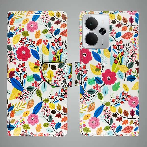 White_Artificial_Leather_See_Through_Design_Magnetic_Case_For_Realme_14_5G