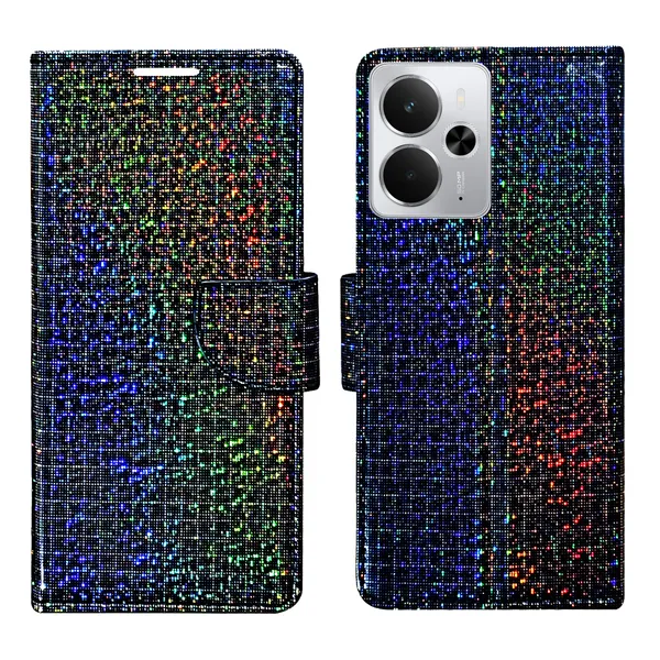 Multicolor_Artificial_Leather_See_Through_Design_Magnetic_Case_For_Realme_14_5G