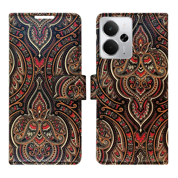 Black_Artificial_Leather_See_Through_Design_Magnetic_Case_For_Realme_14_5G