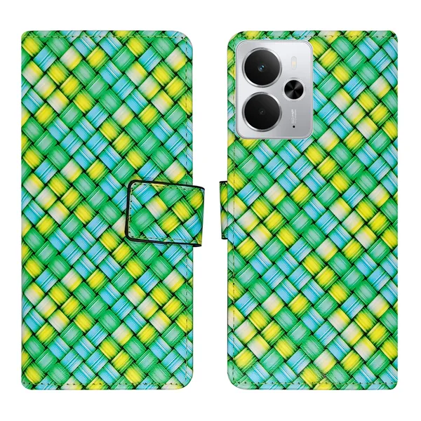 Green_Artificial_Leather_See_Through_Design_Magnetic_Case_For_Realme_14_5G