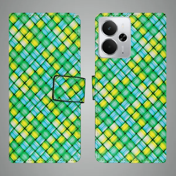 Green_Artificial_Leather_See_Through_Design_Magnetic_Case_For_Realme_14_5G