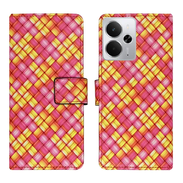 Pink_Artificial_Leather_See_Through_Design_Magnetic_Case_For_Realme_14_5G