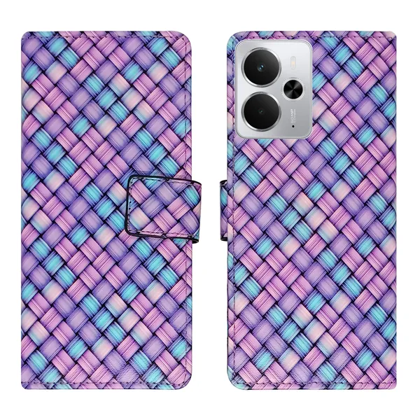 Purple_Artificial_Leather_See_Through_Design_Magnetic_Case_For_Realme_14_5G