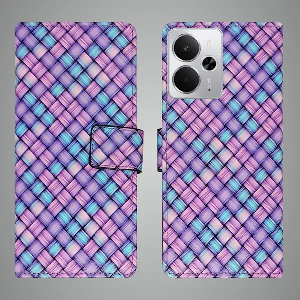 Purple_Artificial_Leather_See_Through_Design_Magnetic_Case_For_Realme_14_5G