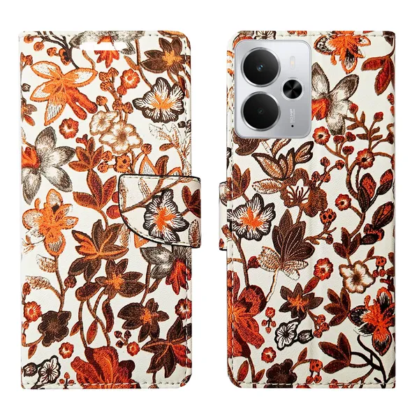 Orange_Artificial_Leather_See_Through_Design_Magnetic_Case_For_Realme_14_5G