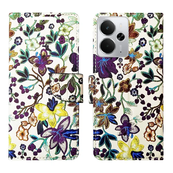 Purple_Artificial_Leather_See_Through_Design_Magnetic_Case_For_Realme_14_5G