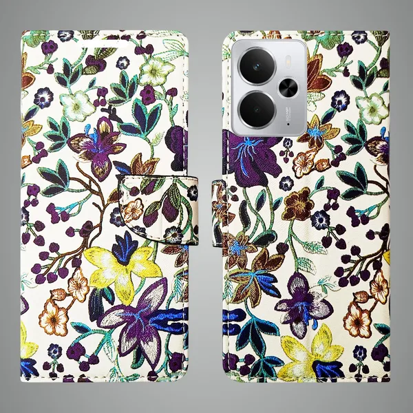 Purple_Artificial_Leather_See_Through_Design_Magnetic_Case_For_Realme_14_5G