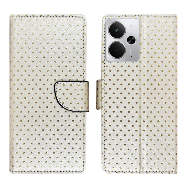 White_Artificial_Leather_See_Through_Design_Magnetic_Case_For_Realme_14_5G