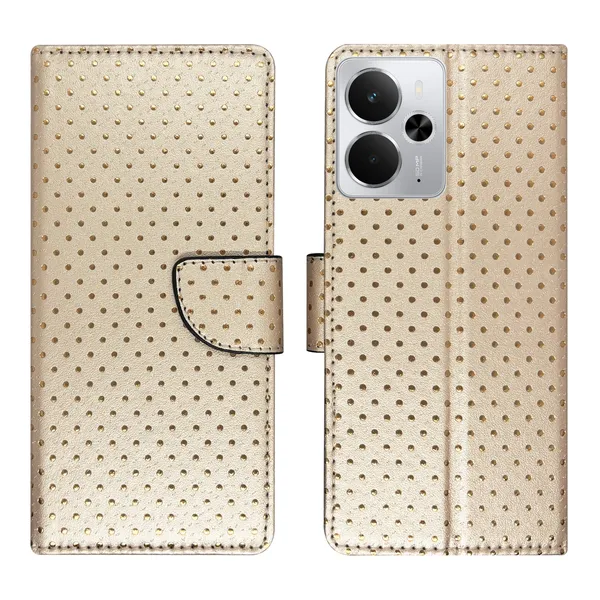 Brown_Artificial_Leather_See_Through_Design_Magnetic_Case_For_Realme_14_5G