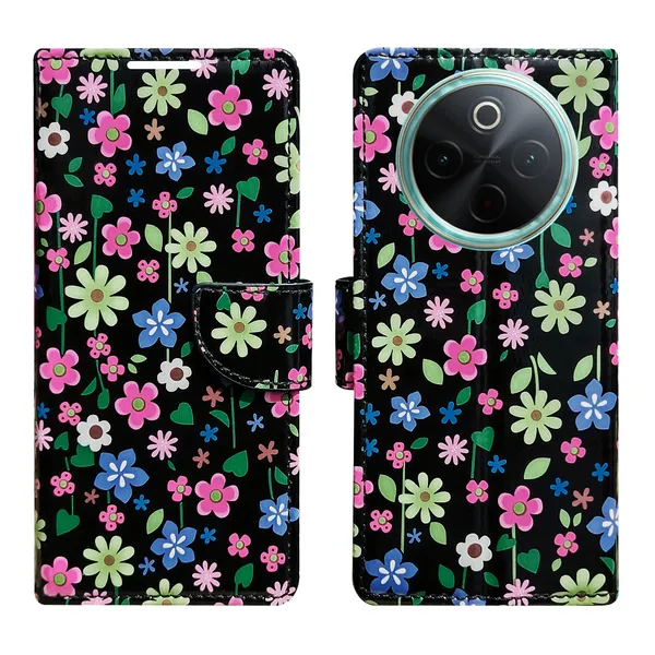 Black_Artificial_Leather_See_Through_Design_Magnetic_Case_For_Vivo__T4_5G