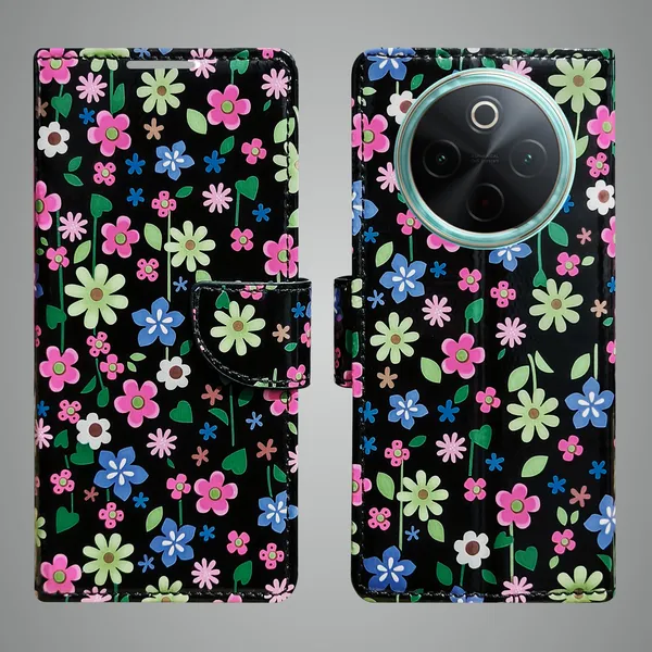 Black_Artificial_Leather_See_Through_Design_Magnetic_Case_For_Vivo__T4_5G