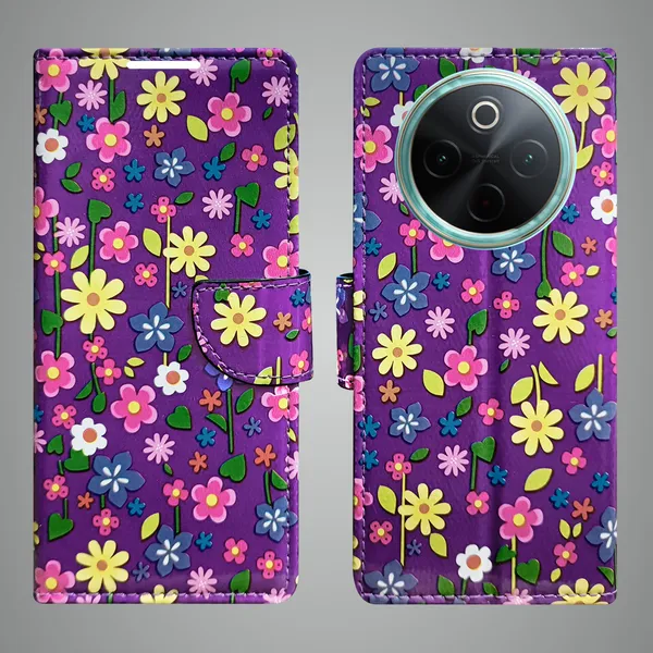 Purple_Artificial_Leather_See_Through_Design_Magnetic_Case_For_Vivo__T4_5G