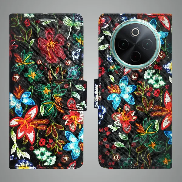 Black_Artificial_Leather_See_Through_Design_Magnetic_Case_For_Vivo__T4_5G