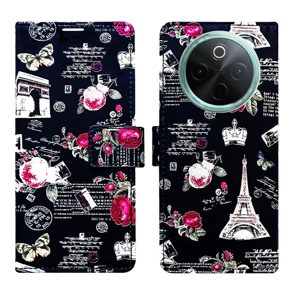Black_Artificial_Leather_See_Through_Design_Magnetic_Case_For_Vivo__T4_5G