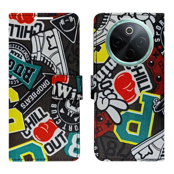 Black_Artificial_Leather_See_Through_Design_Magnetic_Case_For_Vivo__T4_5G