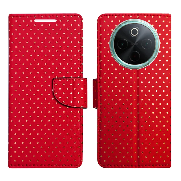 Red_Artificial_Leather_See_Through_Design_Magnetic_Case_For_Vivo__T4_5G