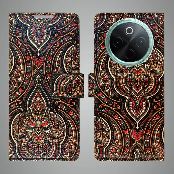 Black_Artificial_Leather_See_Through_Design_Magnetic_Case_For_Vivo__T4_5G