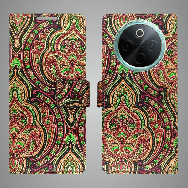 Green_Artificial_Leather_See_Through_Design_Magnetic_Case_For_Vivo__T4_5G