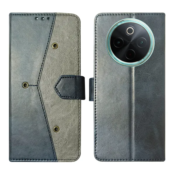 Blue_Artificial_Leather_See_Through_Design_Magnetic_Case_For_Vivo__T4_5G