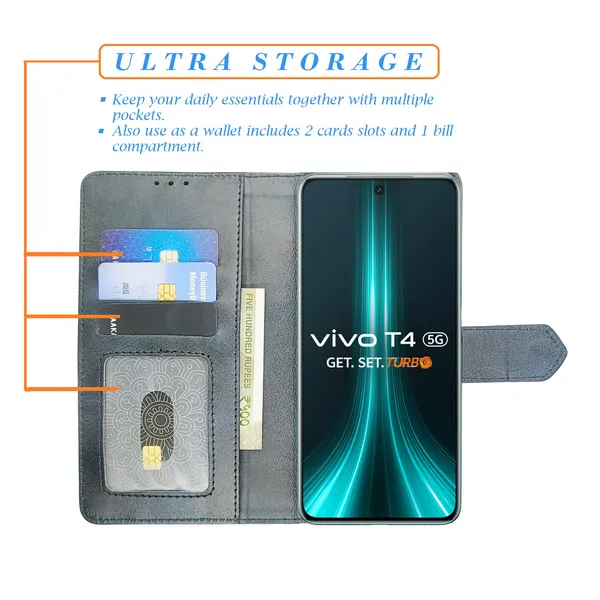 Blue_Artificial_Leather_See_Through_Design_Magnetic_Case_For_Vivo__T4_5G