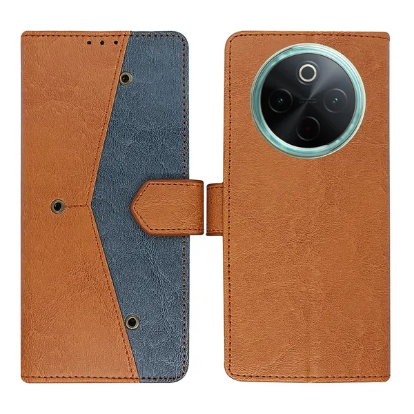 Brown_Artificial_Leather_See_Through_Design_Magnetic_Case_For_Vivo__T4_5G