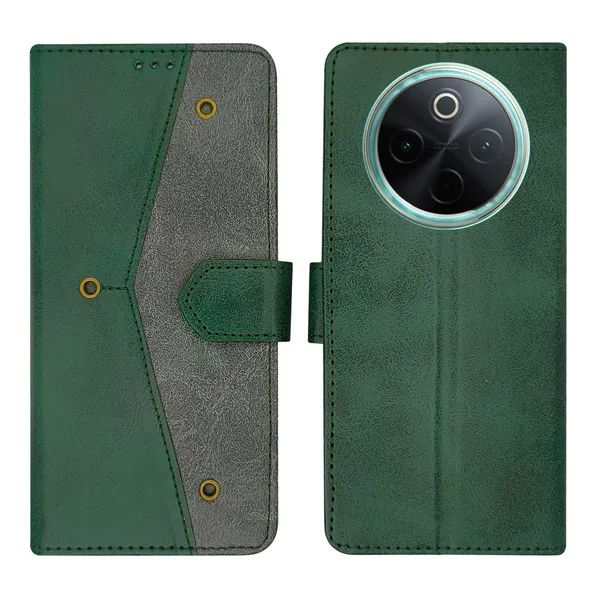Green_Artificial_Leather_See_Through_Design_Magnetic_Case_For_Vivo__T4_5G