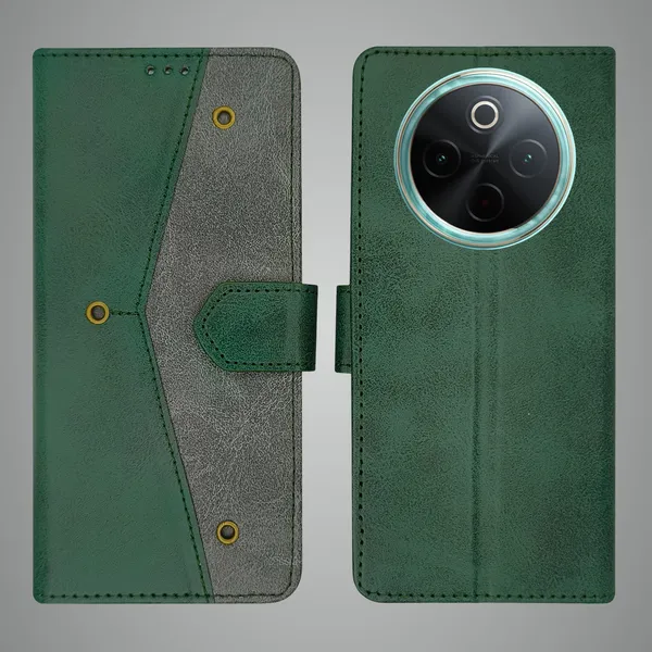 Green_Artificial_Leather_See_Through_Design_Magnetic_Case_For_Vivo__T4_5G