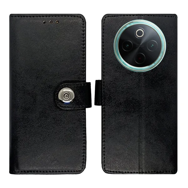 Black_Artificial_Leather_See_Through_Design_Magnetic_Case_For_Vivo__T4_5G