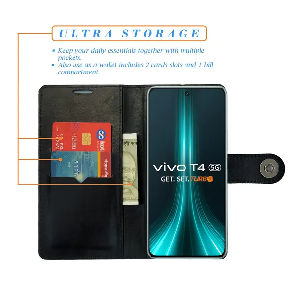 Black_Artificial_Leather_See_Through_Design_Magnetic_Case_For_Vivo__T4_5G