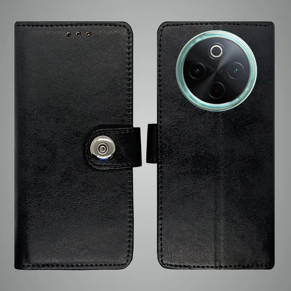 Black_Artificial_Leather_See_Through_Design_Magnetic_Case_For_Vivo__T4_5G
