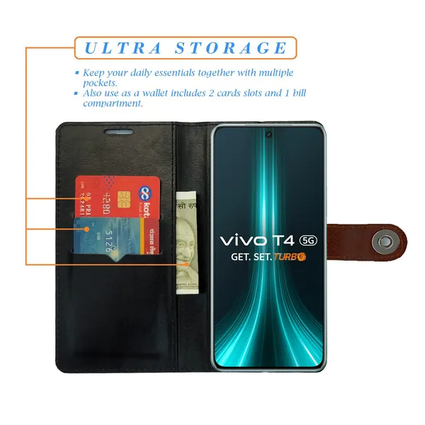 Brown_Artificial_Leather_See_Through_Design_Magnetic_Case_For_Vivo__T4_5G