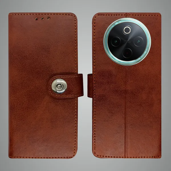 Brown_Artificial_Leather_See_Through_Design_Magnetic_Case_For_Vivo__T4_5G