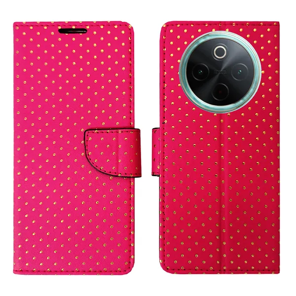 Pink_Artificial_Leather_See_Through_Design_Magnetic_Case_For_Vivo__T4_5G