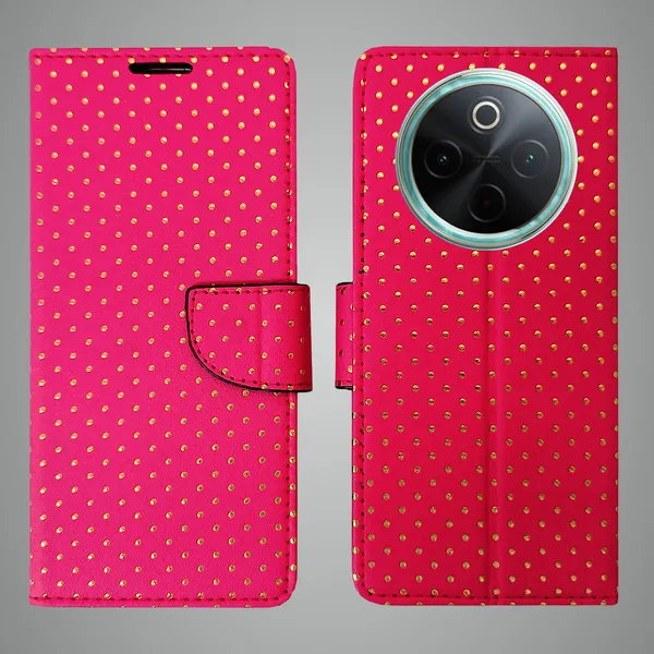Pink_Artificial_Leather_See_Through_Design_Magnetic_Case_For_Vivo__T4_5G