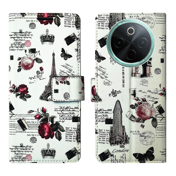 White_Artificial_Leather_See_Through_Design_Magnetic_Case_For_Vivo__T4_5G