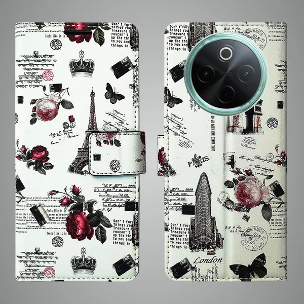 White_Artificial_Leather_See_Through_Design_Magnetic_Case_For_Vivo__T4_5G