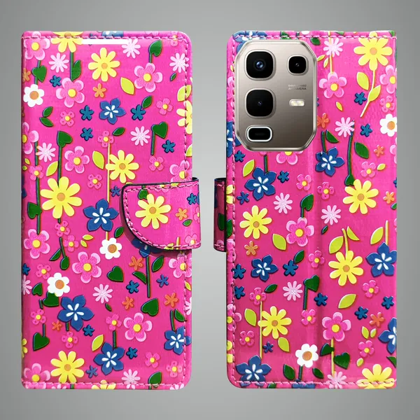 Pink_Artificial_Leather_See_Through_Design_Magnetic_Case_For_Infinix_note_50s