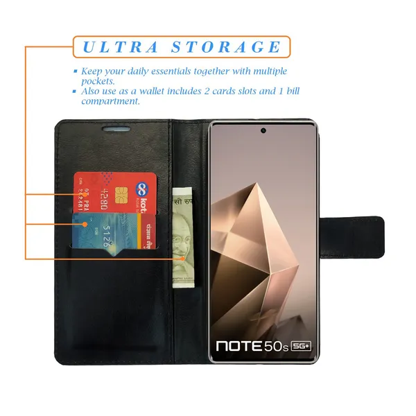 Black_Artificial_Leather_See_Through_Design_Magnetic_Case_For_Infinix_note_50s
