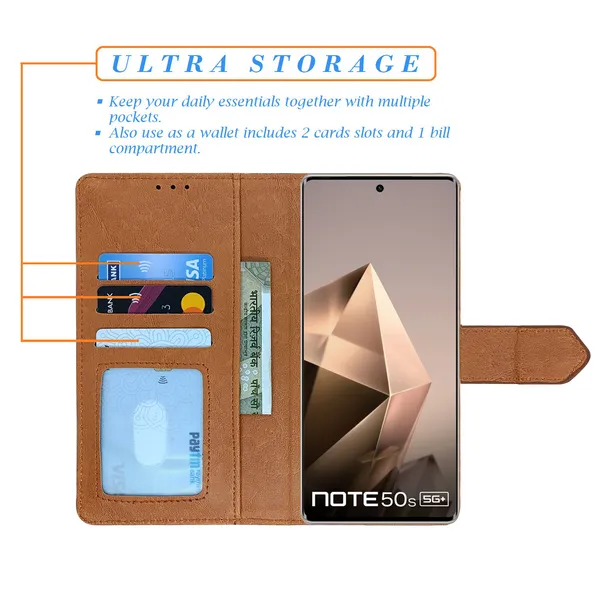 Brown_Artificial_Leather_See_Through_Design_Magnetic_Case_For_Infinix_note_50s