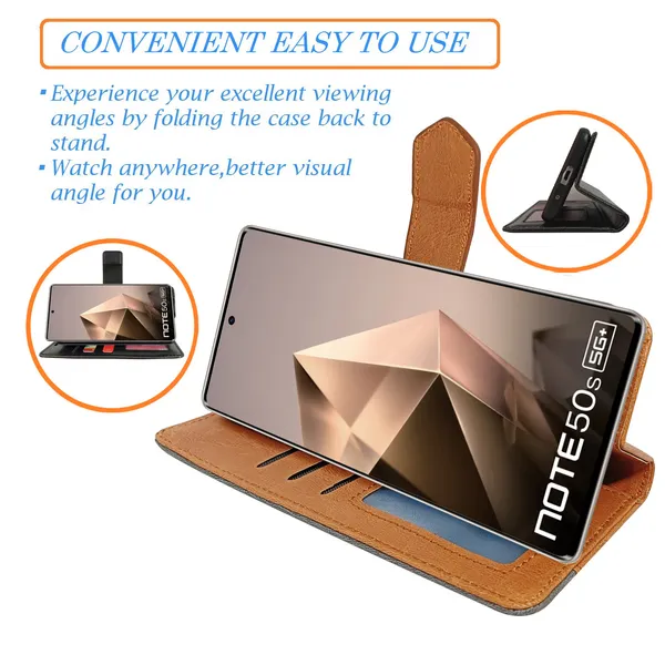Brown_Artificial_Leather_See_Through_Design_Magnetic_Case_For_Infinix_note_50s