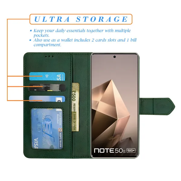 Green_Artificial_Leather_See_Through_Design_Magnetic_Case_For_Infinix_note_50s