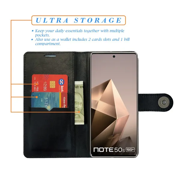 Black_Artificial_Leather_See_Through_Design_Magnetic_Case_For_Infinix_note_50s