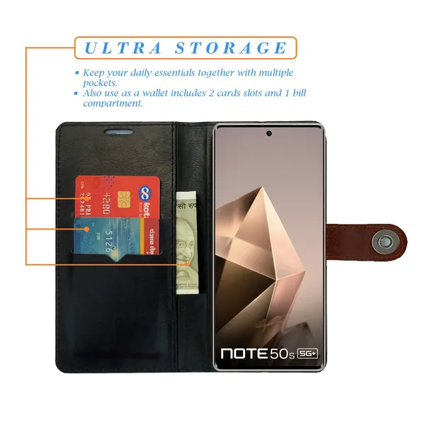 Brown_Artificial_Leather_See_Through_Design_Magnetic_Case_For_Infinix_note_50s