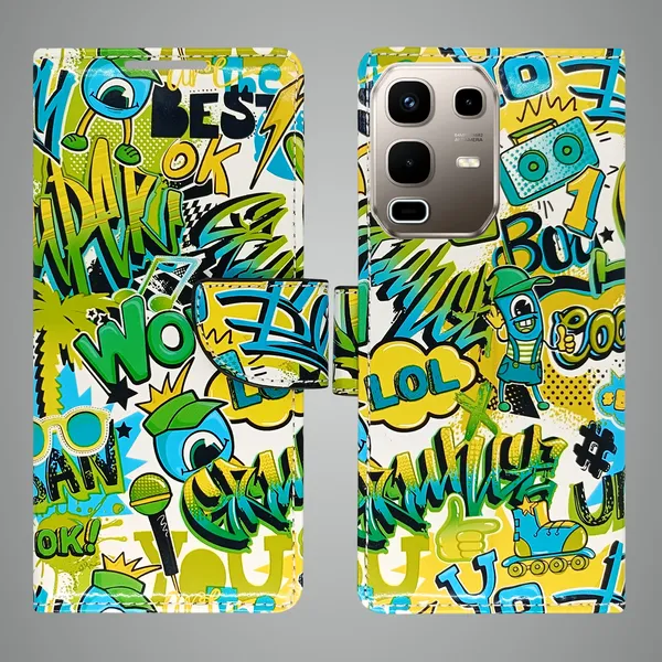 Green_Artificial_Leather_See_Through_Design_Magnetic_Case_For_Infinix_note_50s