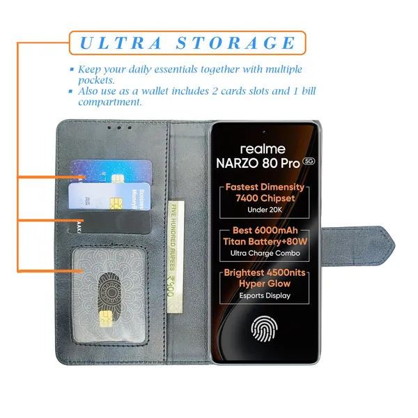 Blue_Artificial_Leather_See_Through_Design_Magnetic_Case_For_Realme_Narzo_80_pro